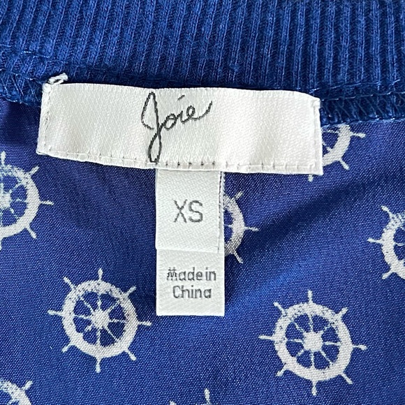Joie Women’s Royal Blue Nautical Print XS Silk Tank Sleeveless Shell Racerback - Picture 7 of 9